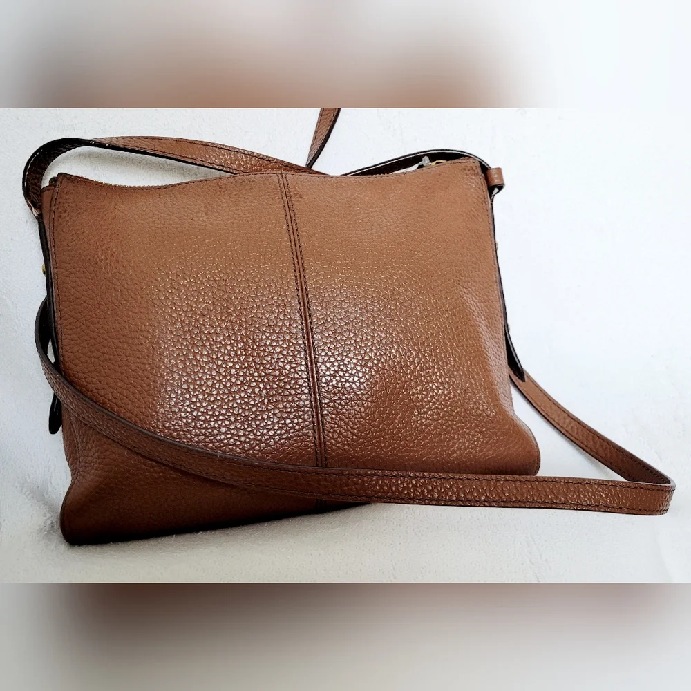 Fossil Gemma Cow Hide Brown Pebbled Leather Crossbody Bag 10